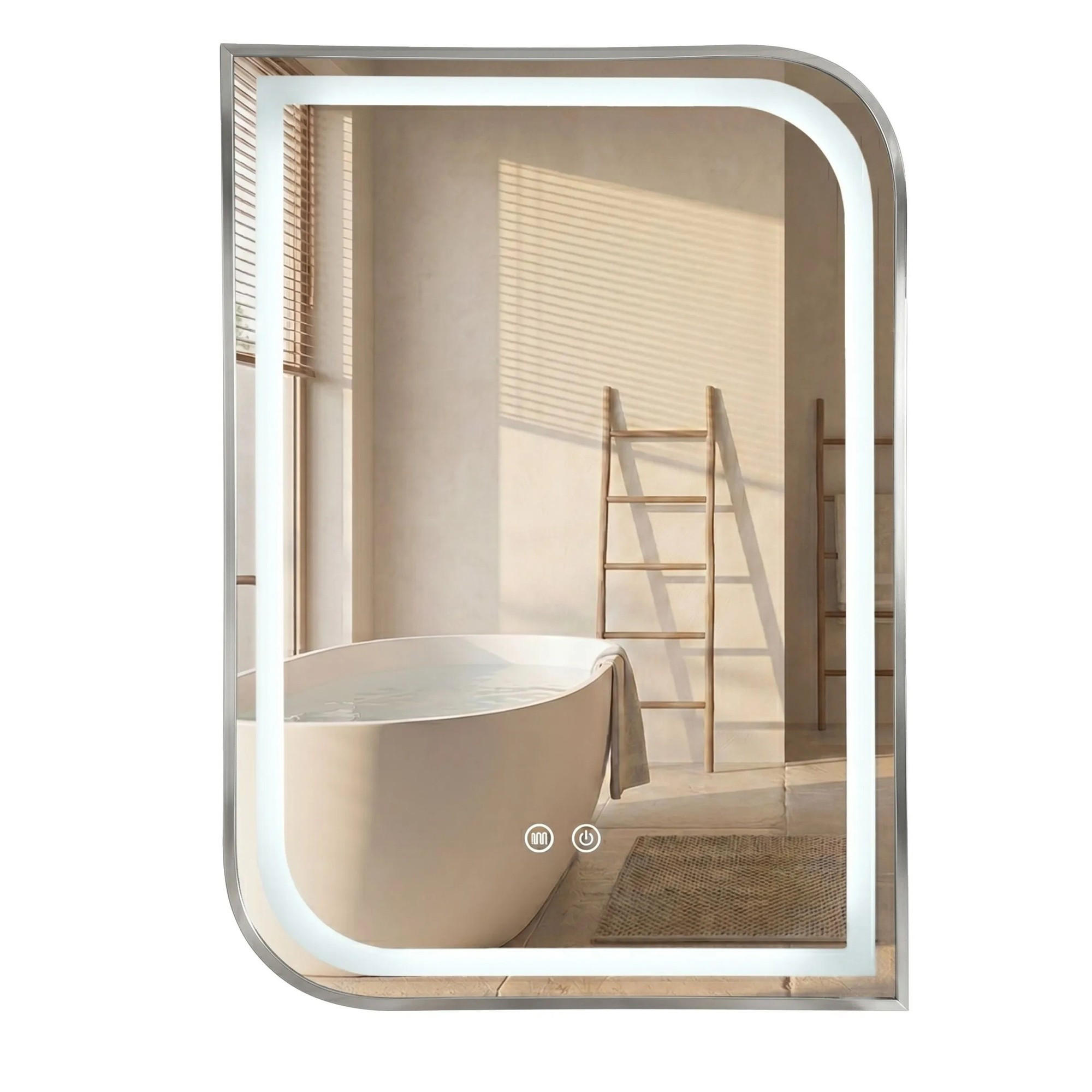SPIEGEL Rea Led Zone 80x60 Brush Nickel - Nickelfarben, Glas (60/80/2.5cm) - REA