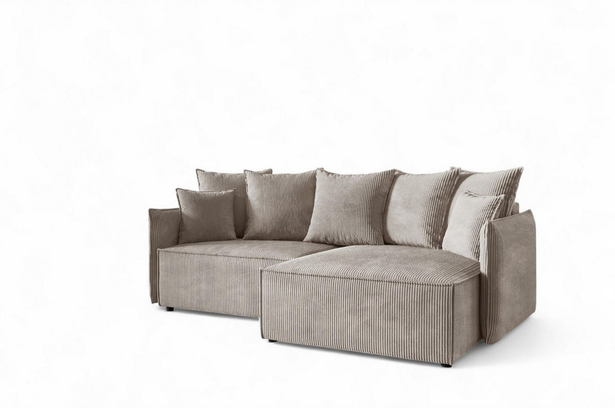 ECKSOFA Minea Mit Schlaffunktion - Beige, Holzwerkstoff/Textil (221/153cm) - Fun Möbel