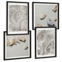 BILDER SET 4er Set - 50x50 cm & 40x60 cm Schwarzer Rahmen - Moderne abstrakte Formen - Schwarz, Kunststoff (50/50cm) - TULUP