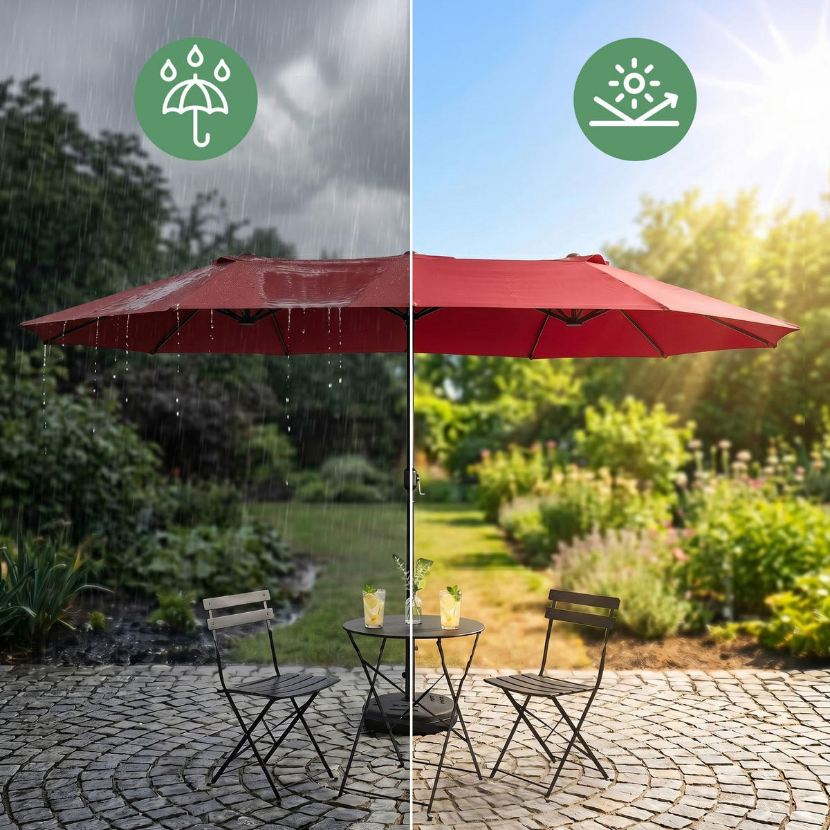 SONNENSCHRIM Rot 245/460 cm - Rot/Schwarz, Metall (460/270cm) - Akord