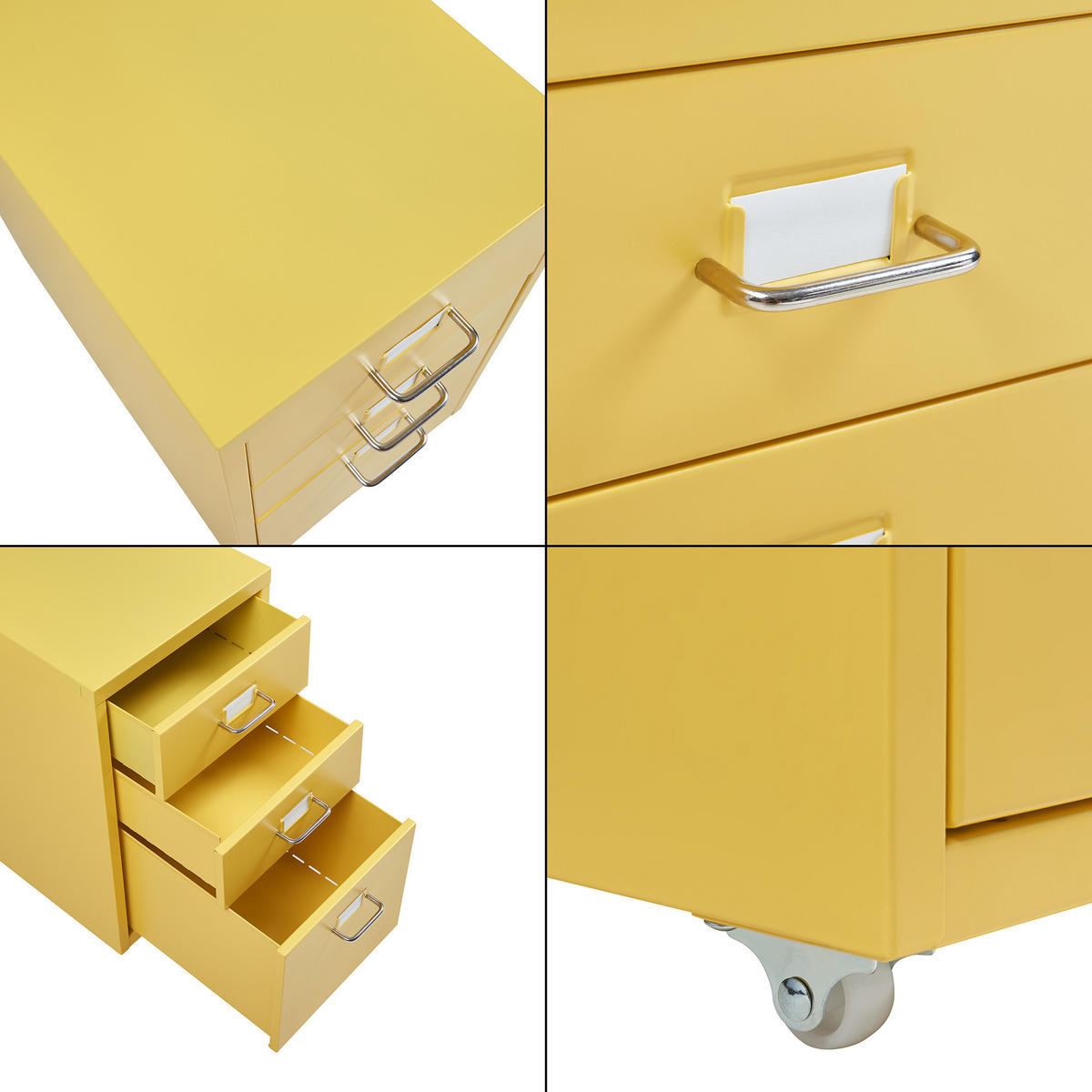 ROLLCONTAINER Kökar - Gelb, Metall (28/48/41cm) - [en.casa]