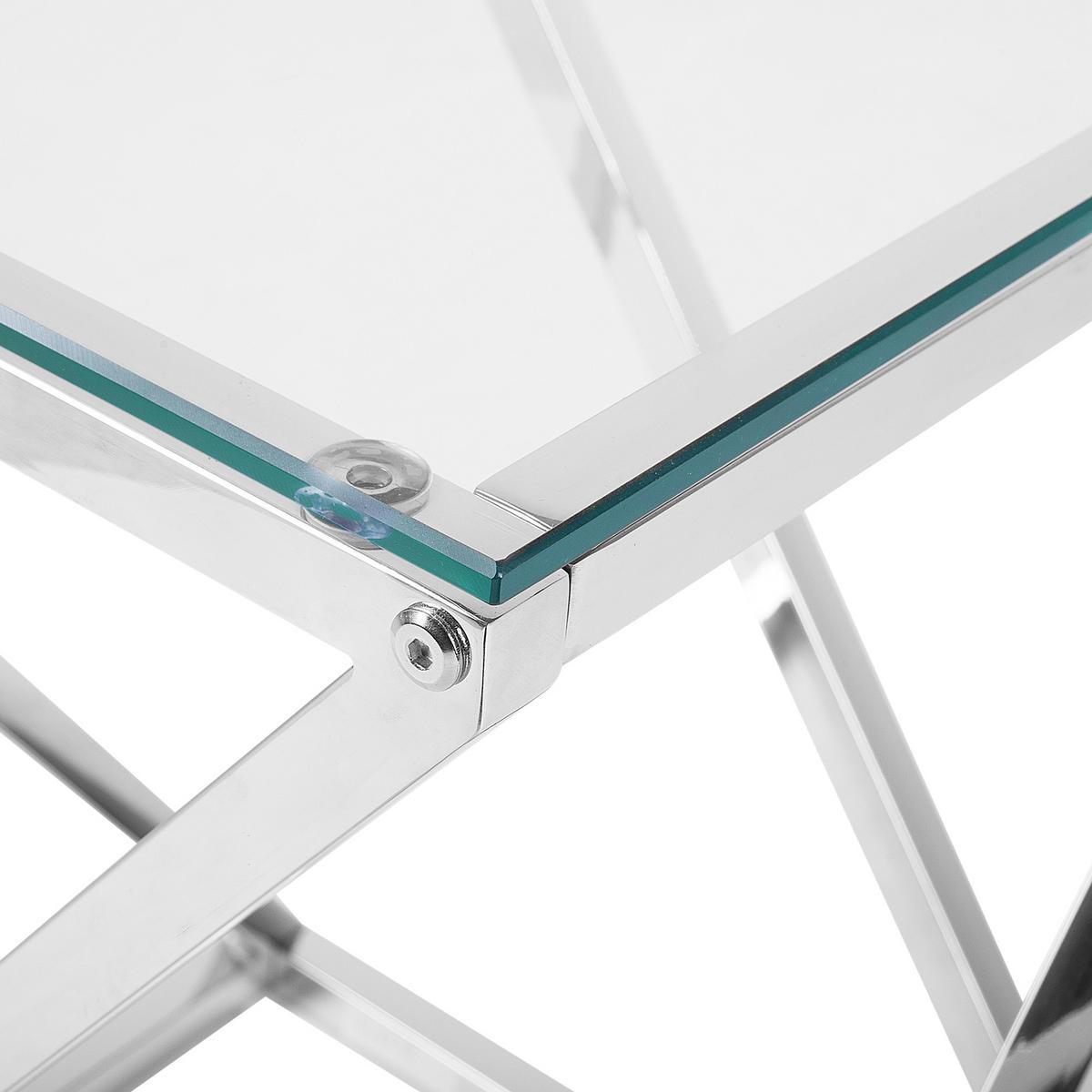 BEISTELLTISCH Glas Silber quadratisch 40/40 cm Beverly - Transparent/Silberfarben, Glas (40/40/55cm) - Beliani
