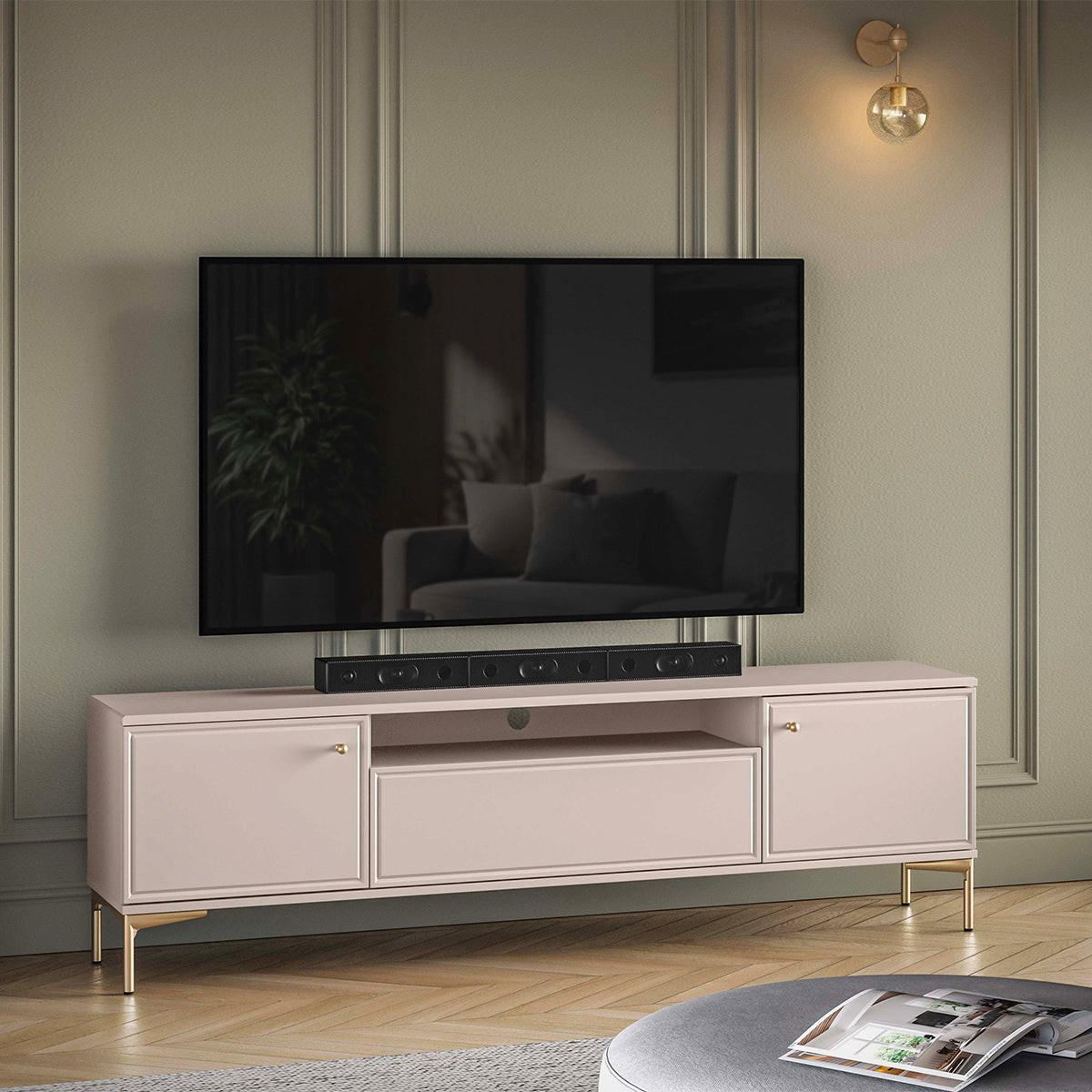 TV OMARICA Sélène Kašmir - kašmir, leseni material (180/53/34cm) - Petits-meubles