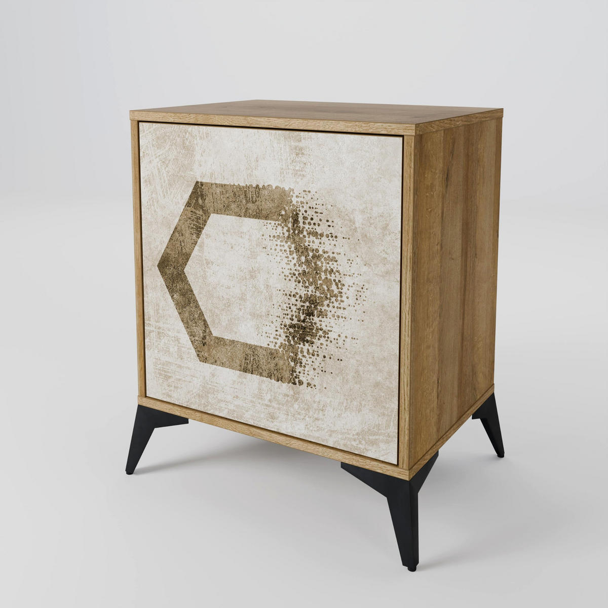 SIDEBOARD HEXAGONAL SHAPES, Eichefarben, 57,5x42x57,5 cm, Ohne Füße - Eichefarben/Multicolor, Holzwerkstoff (57.5/57.5/42cm) - SpaceRebels