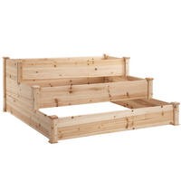 BLUMENKASTEN aus Holz 120x120x56 cm in Natur mit 3 Ebenen - Naturfarben, Holz (120/56/120cm) - Modfu