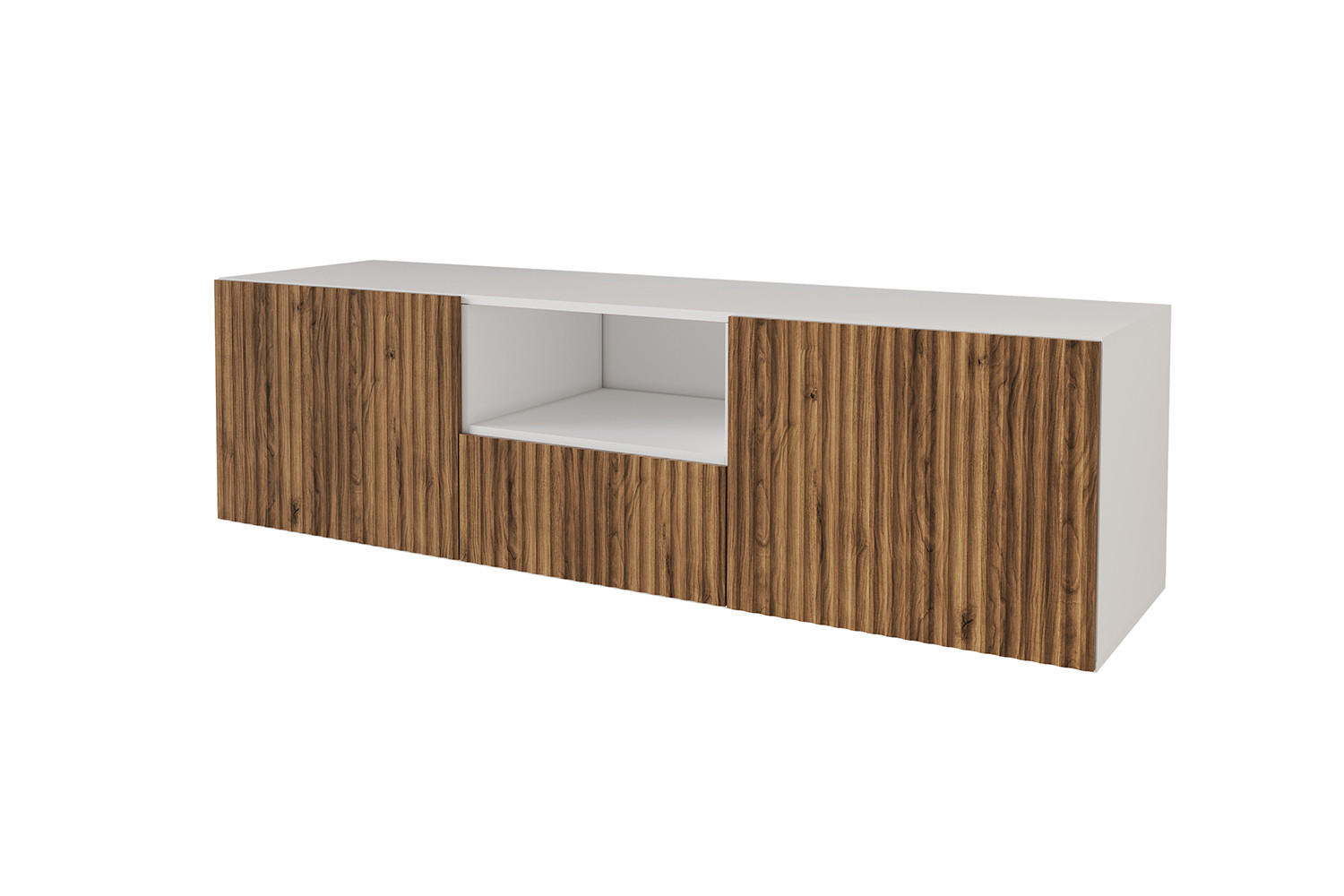 LOWBOARD NOA-2-W 140x40x41 cm - Weiß / Katania - Eiche Wotan, Holzwerkstoff (140/40/41cm) - ALTDECOR