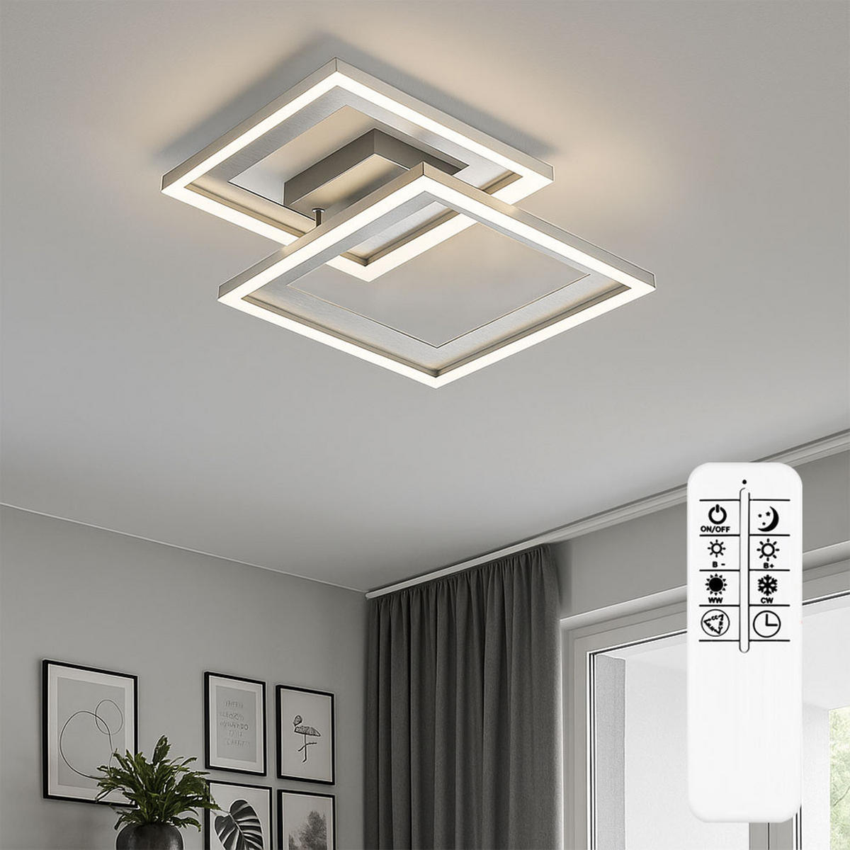 LED DECKENLEUCHTE Metall Silber - Silberfarben, Metall (56.8/48/9.5cm) - Briloner