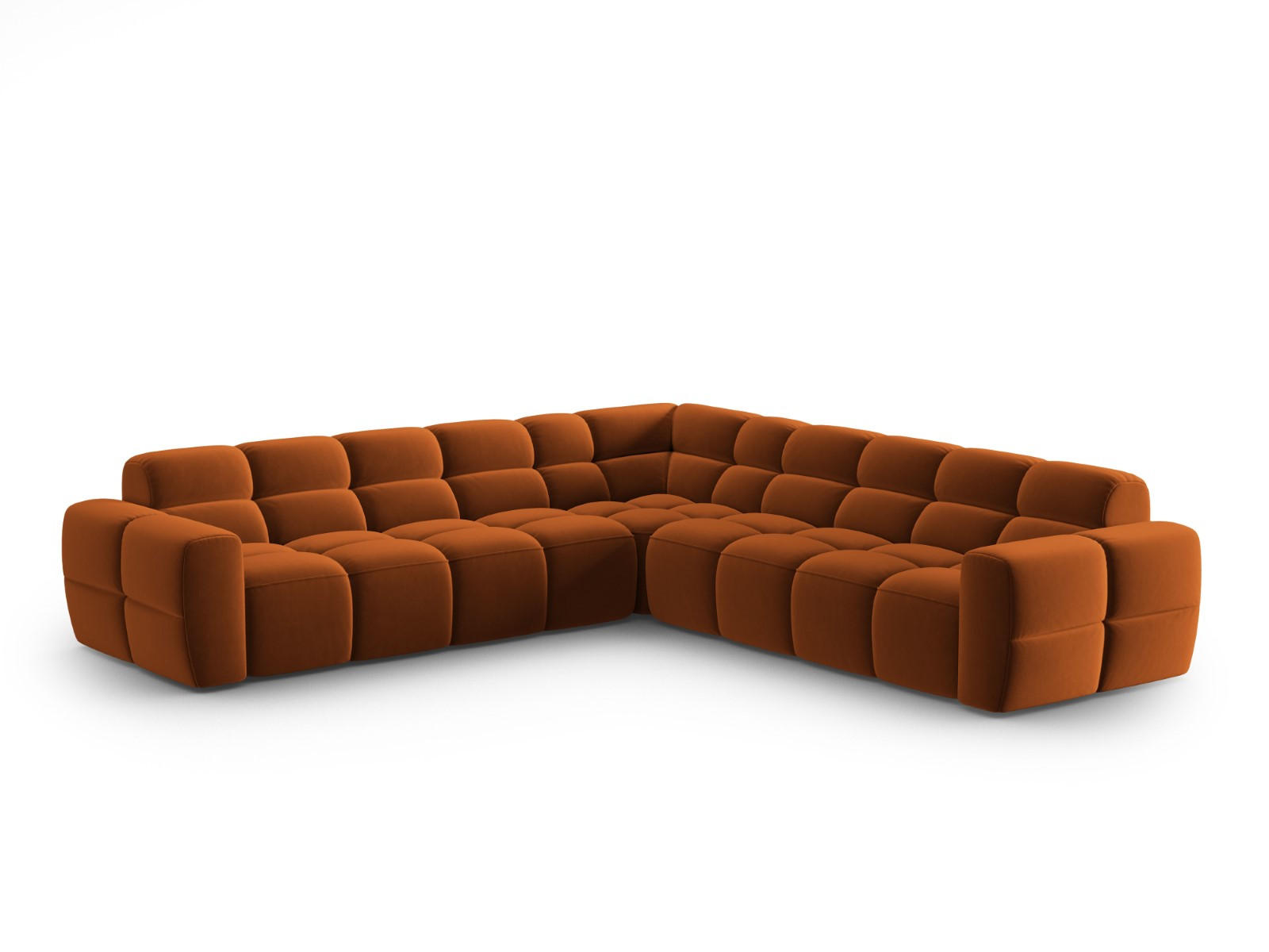ECKSOFA wendbar Lisa aus Samt terrakotta 5 Sitzplätze - Terracotta, Textil (310/310cm) - Micadoni