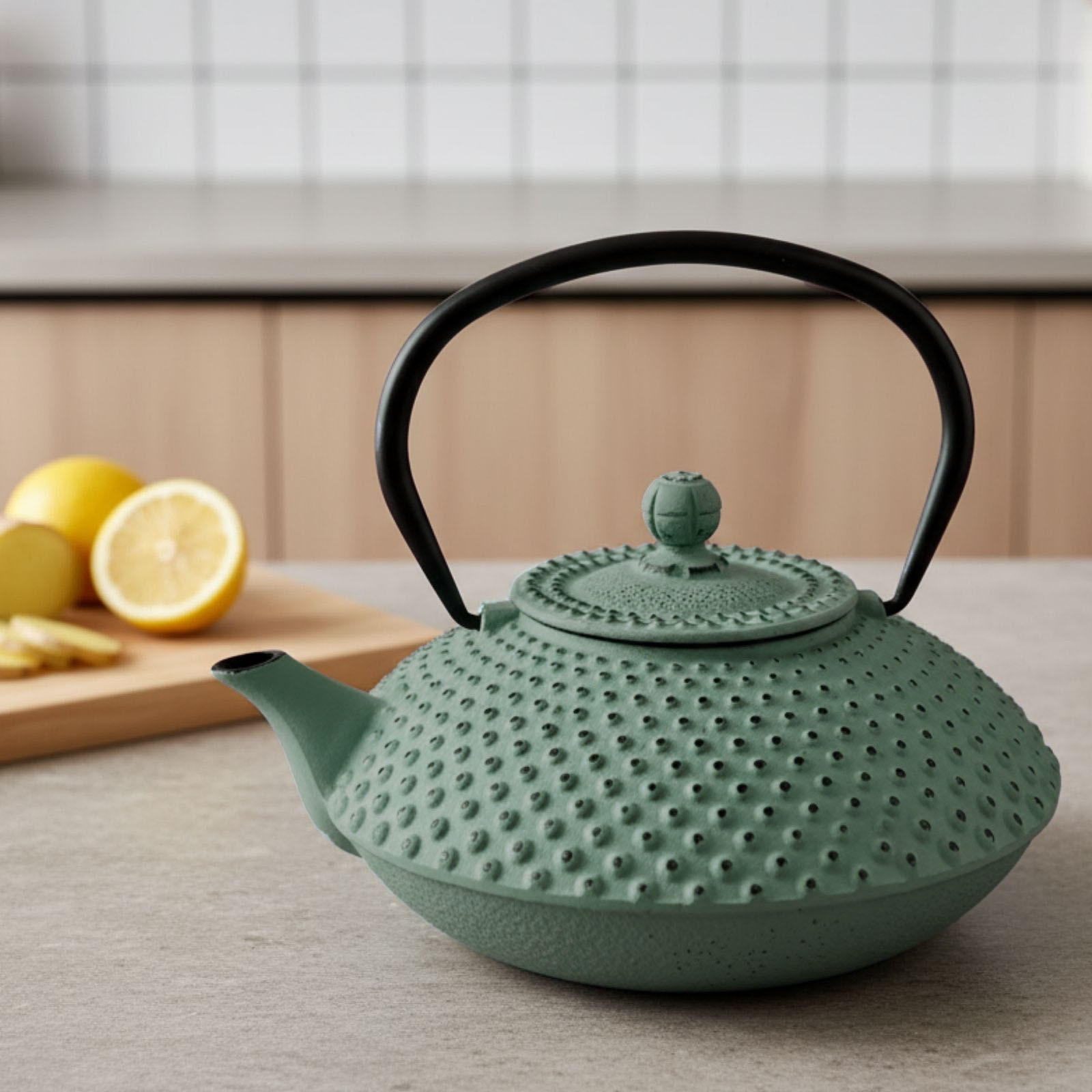 TEEKANNE Gusseisen Mika 1250 ml - Grün, Metall (1.25L) - AROMELIO