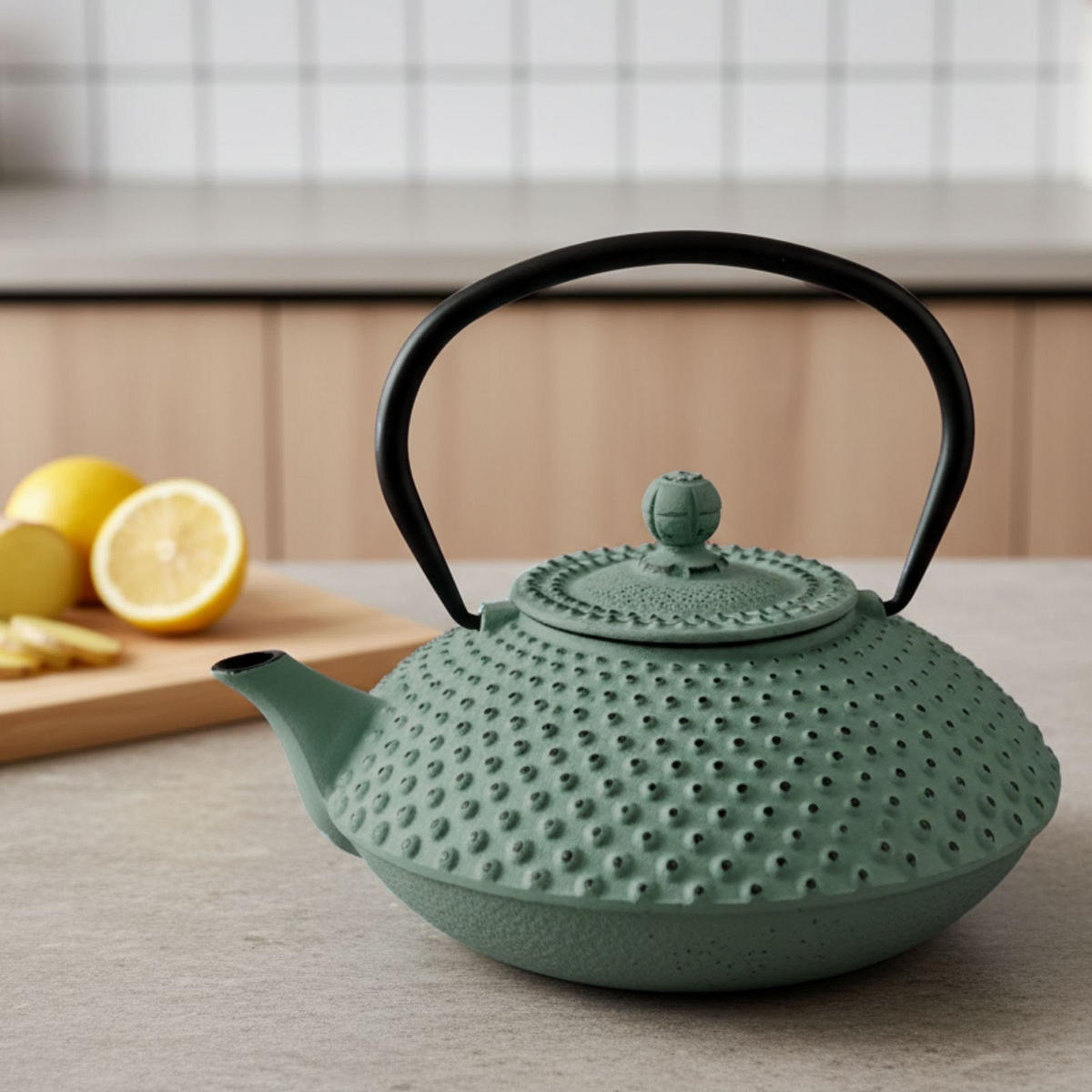 TEEKANNE Gusseisen Mika 1250 ml - Grün, Metall (1.25L) - AROMELIO