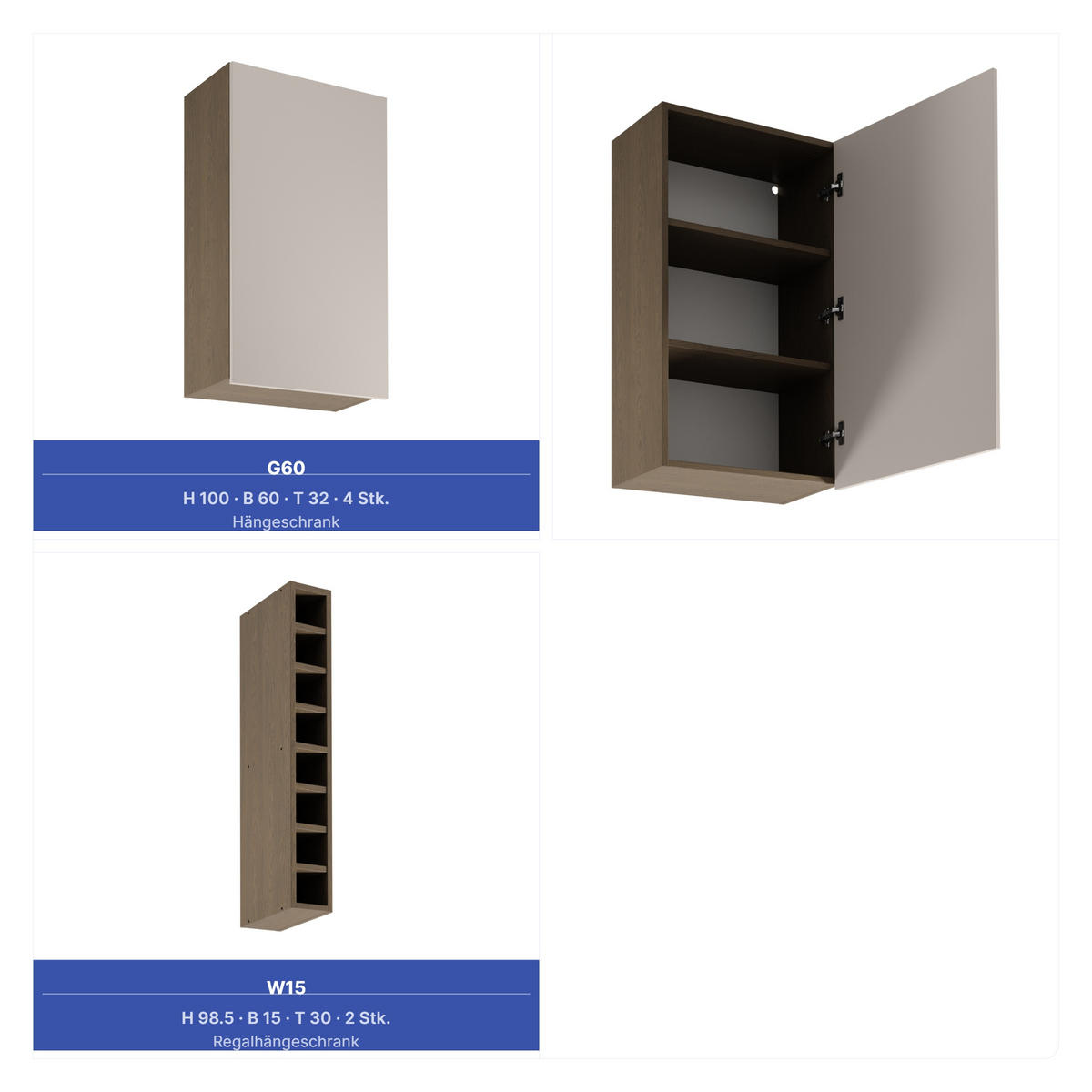 KÜCHENZEILE 515 cm - Sorento KS6-M515 - in Beige / Dunkle Eiche - Eichefarben/Beige, Holz/Metall (515/247/58cm)