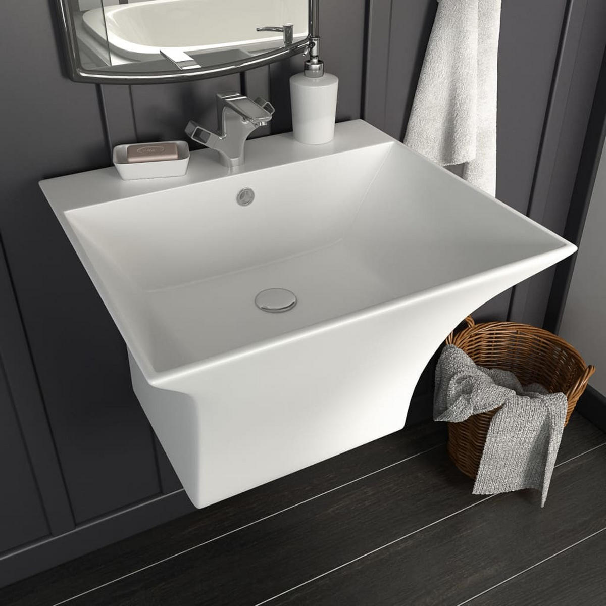 WASCHBECKEN Ladner 50/45/41 cm - Weiß, Keramik (50/41/45cm) - Nettlife