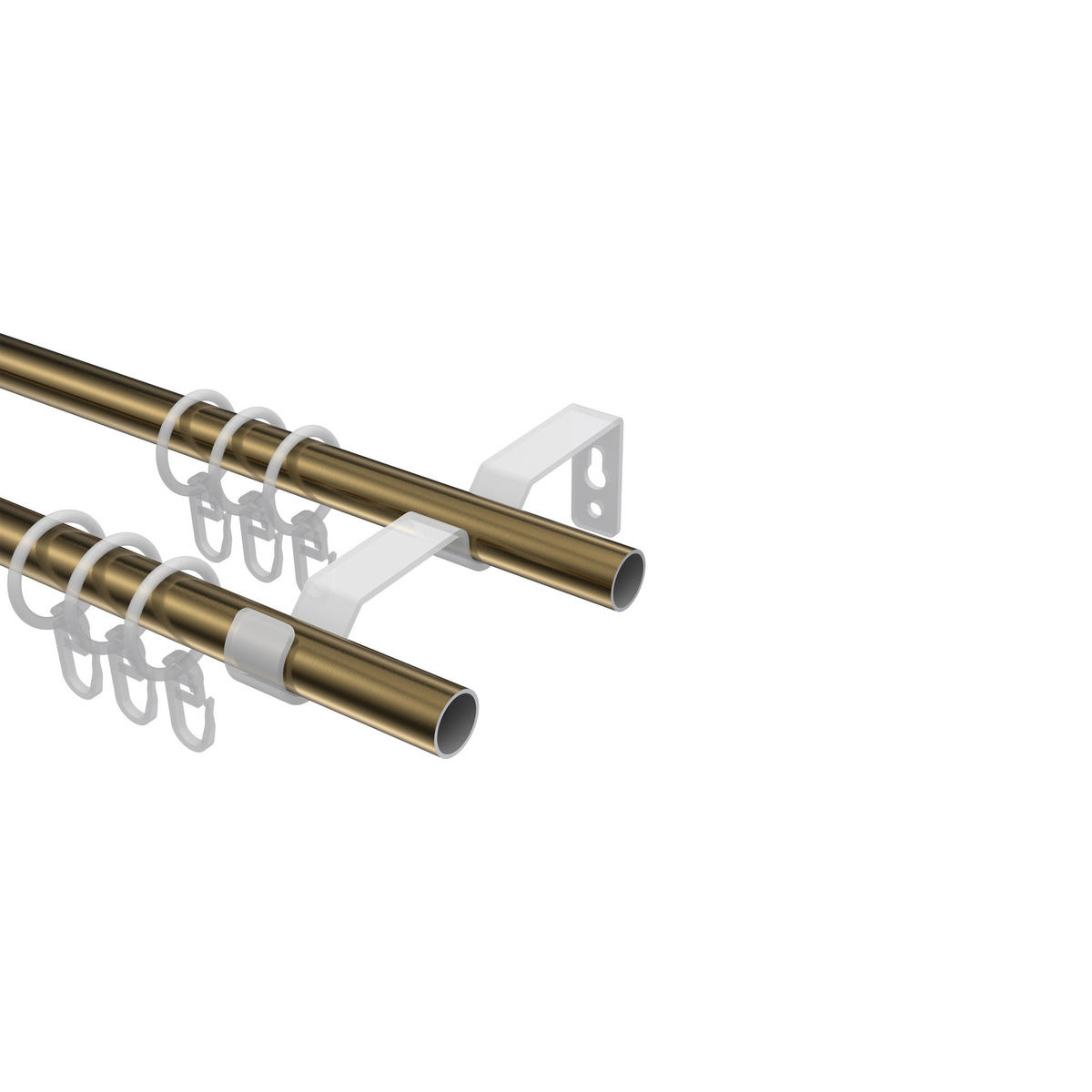 GARDINENSTANGE Olymp Lucan 520 cm (geteilt in 4 x 130 cm), 2-läufig, 16 mm Ø Messing Antik - Messingfarben/Bronzefarben, Metall (520cm) - INTERDECO