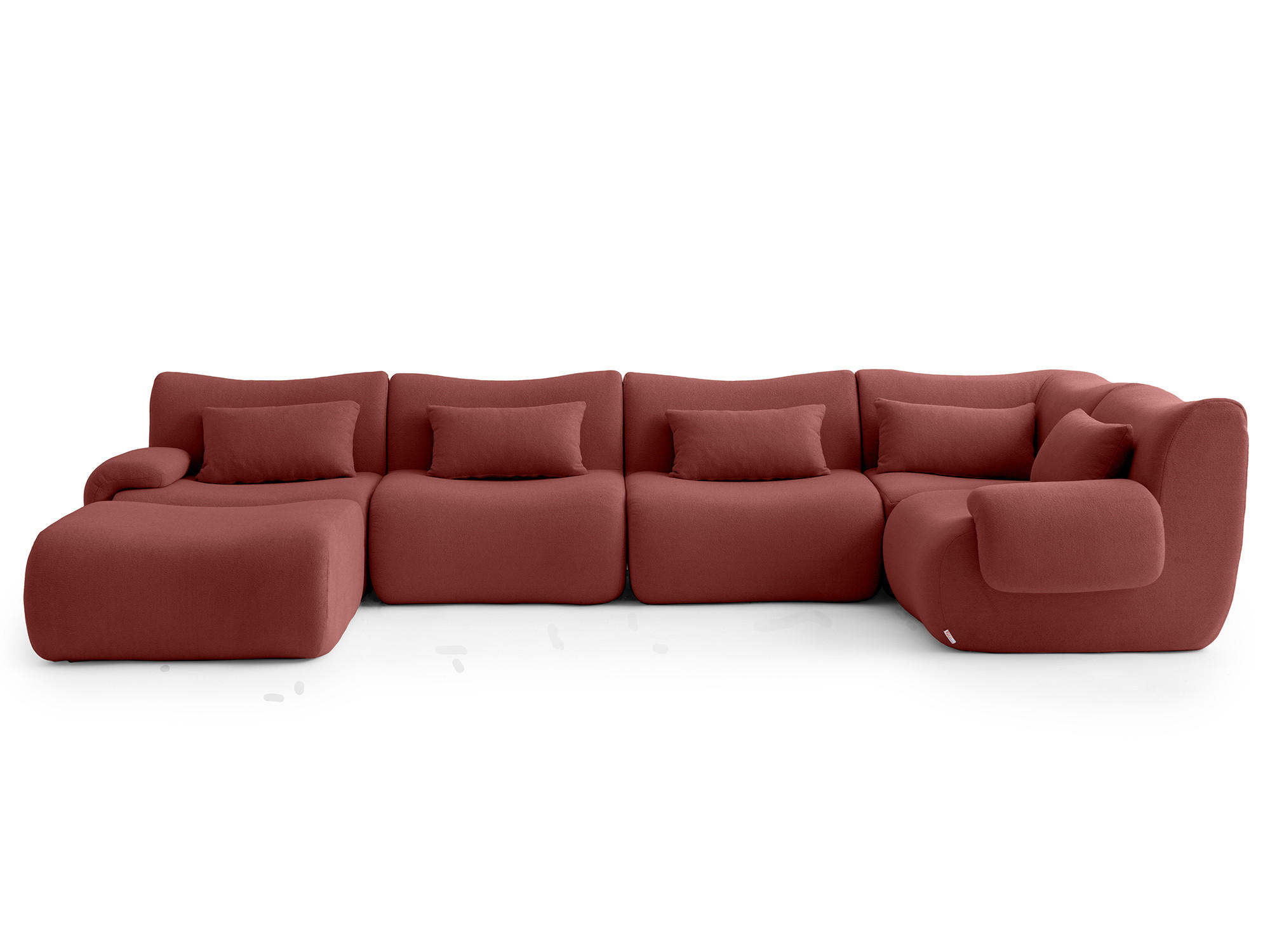 WOHNLANDSCHAFT Bouclé-Stoff Terrakotta-Rot - Terracotta, Textil (356/73/190cm) - MILYsofa