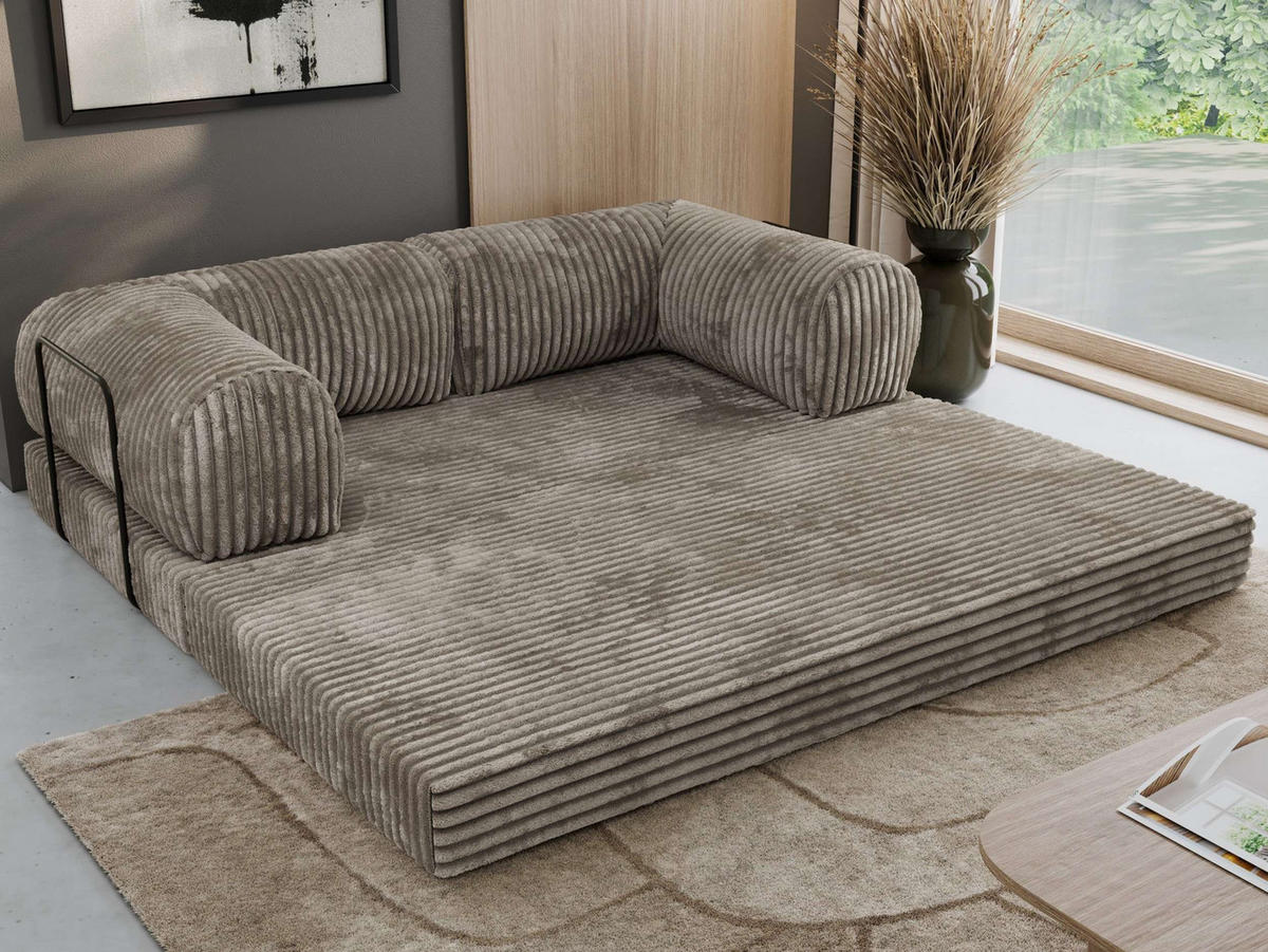 TROJMIESTNA POHOVKA ORSETTO - Svetlohnedá Manšester - svetlohnedá/čierna, kov/textil (200/70/100cm) - MKS