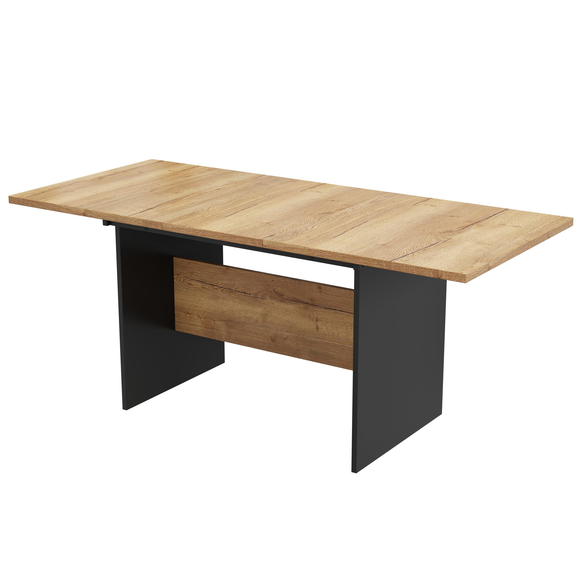 ESSTISCH 140/180/80 cm Schwarz/Dunkelwalnuss aus MDF mit Erweiterungsfunktion - Schwarz, Holzwerkstoff (180/75/80cm) - OKMYHOME