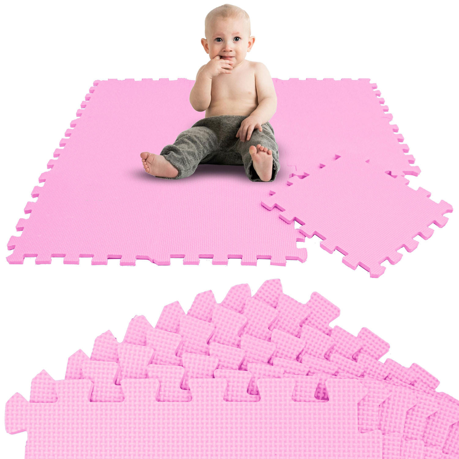 SPIELMATTE ab Null - 90 cm Baby Puzzlematte Pink - Pink, Kunststoff (30/30cm) - Littletom