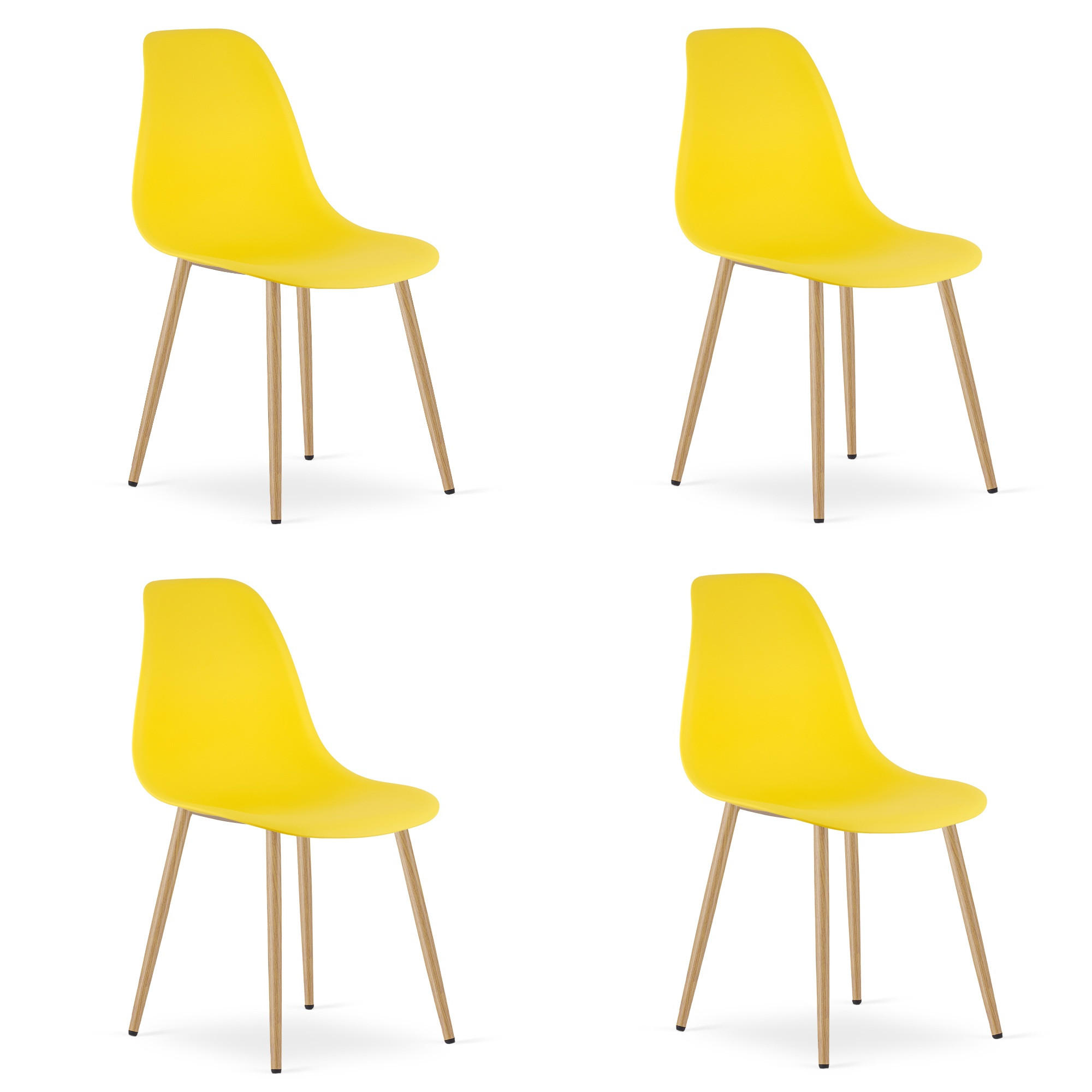 ESSZIMMERSTUHL 4-er Set KALEO gelber Sitz, natürliche Beine - Gelb/Naturfarben, Kunststoff (46/84/51cm) - Valora