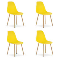 ESSZIMMERSTUHL 4-er Set KALEO gelber Sitz, natürliche Beine - Gelb/Naturfarben, Kunststoff (46/84/51cm) - Valora