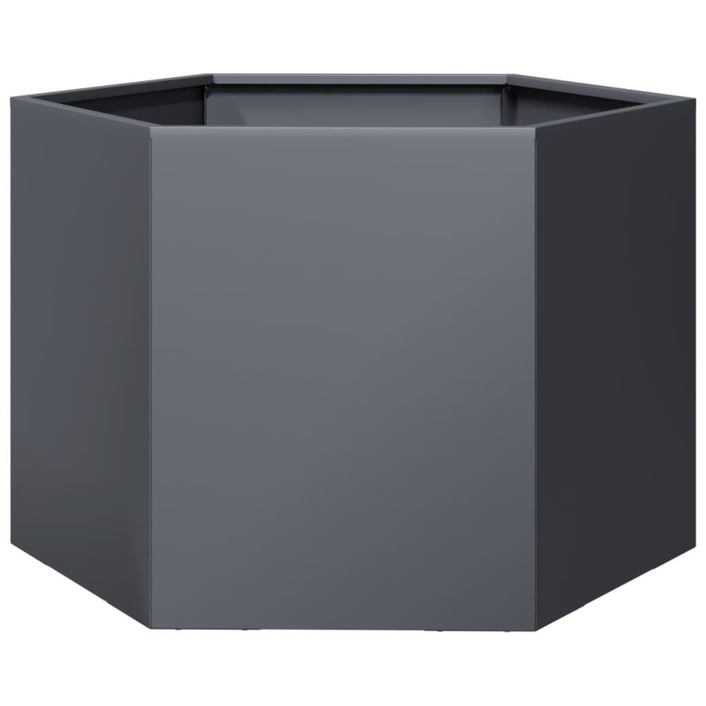 PFLANZKÜBEL Anthrazit Sechseckig 69/60/45 Stahl - Anthrazit, Metall (69/45/60cm) - vidaXL