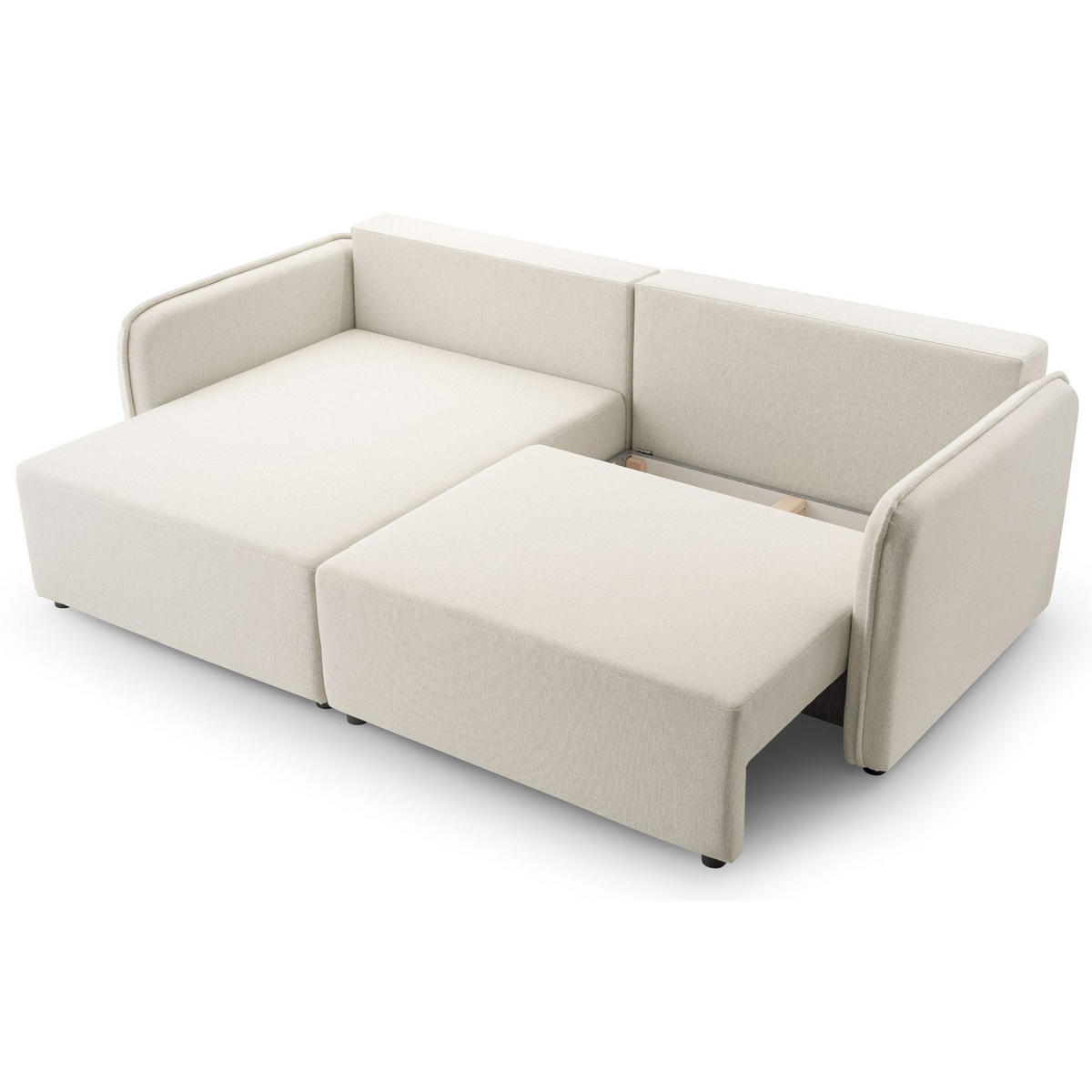ECKSOFA Kassian, Creme Strukturstoff, linksseitig - Creme/Schwarz, Kunststoff/Textil (227/147cm) - Selsey