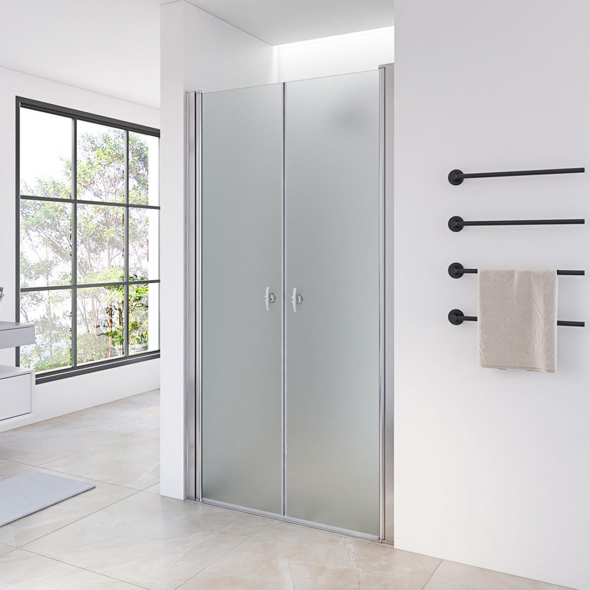 PENDELTÜR LAVEA - 120 cm - Silberfarben, Glas/Metall (120/195cm) - Home Deluxe