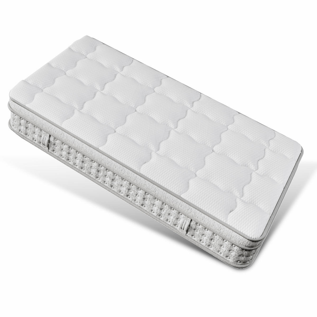 TASCHENFEDERKERNMATRATZE Weiß 90/200/25 cm H3 7-Zonen OEKO-TEX - Weiß, Textil - PANGIVO