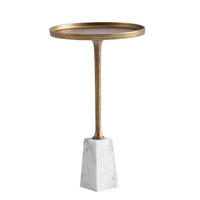 BEISTELLTISCH – Rund Marmor Weiß Gold Metall 34x34x58 cm - Goldfarben/Weiß, Metall (34/34/58cm) - KADIMA DESIGN
