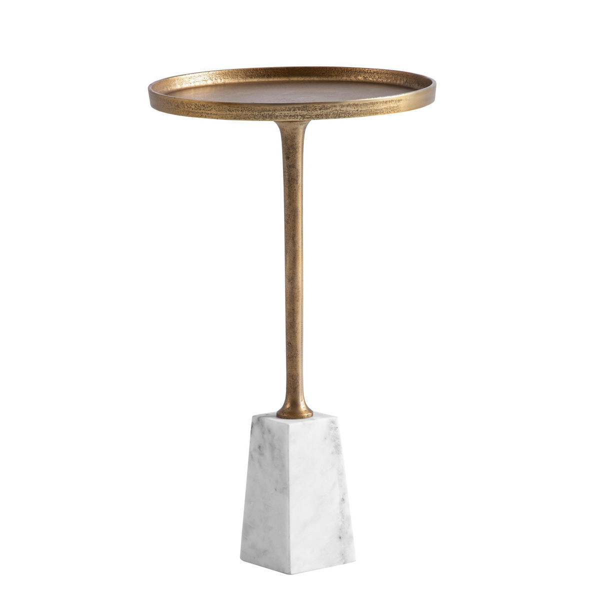 BEISTELLTISCH – Rund Marmor Weiß Gold Metall 34x34x58 cm - Goldfarben/Weiß, Metall (34/34/58cm) - KADIMA DESIGN