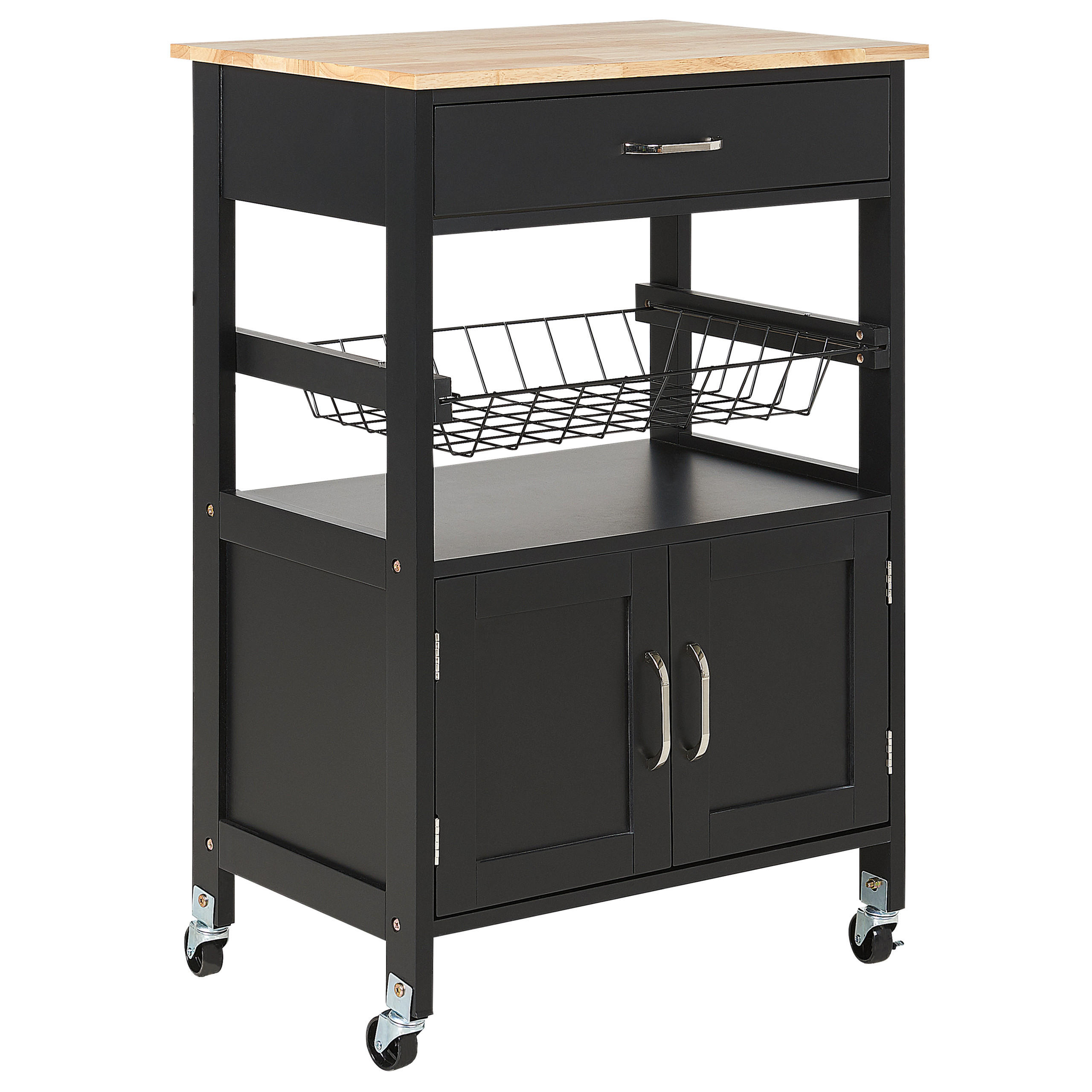 Beliani Servierwagen Schwarz, Braun 58x90x40 cm