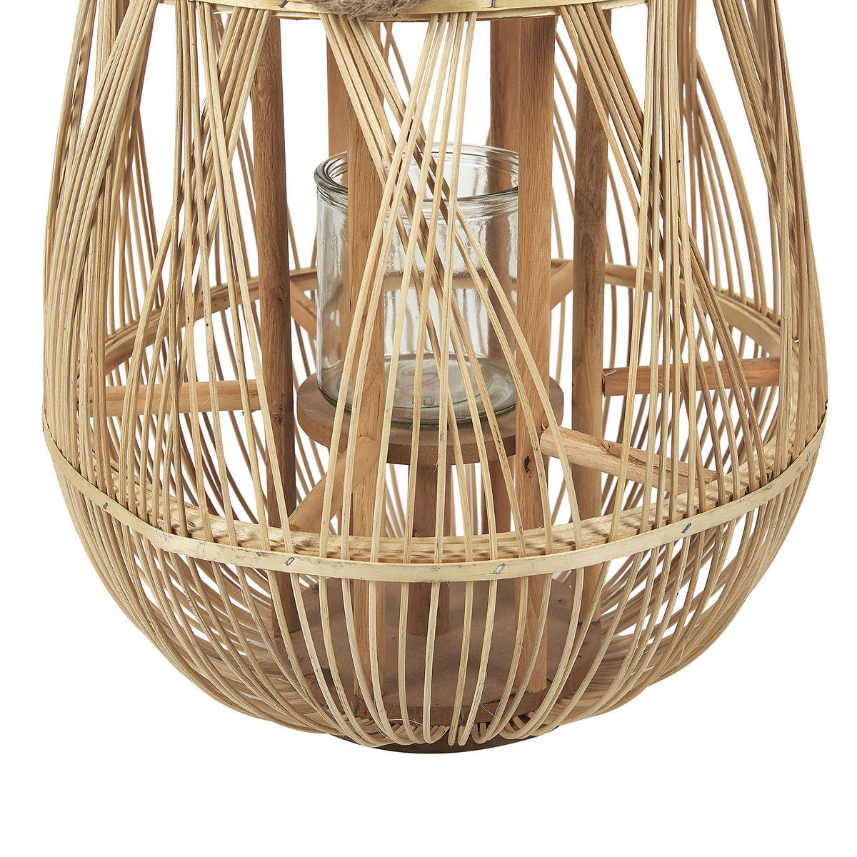 LATERNE Heller Holzfarbton Tonga - Hellbraun, Holz (39/77/39cm) - Beliani