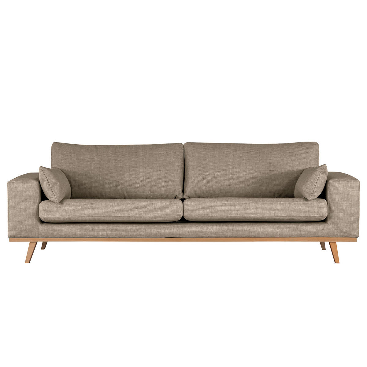 3-SITZER SOFA - Taupe/Buchefarben, Textil (237/81/88cm) - home24