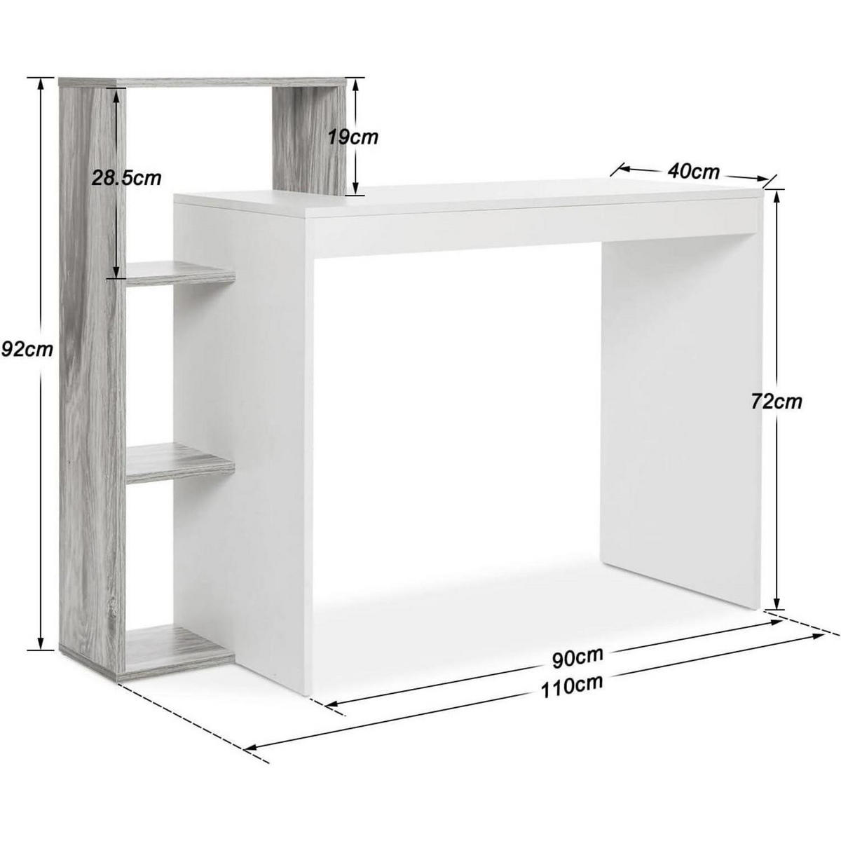 SCHREIBTISCH mit Regal Weiß/Grau 110 x 40 x 92 cm - Multicolor, Holzwerkstoff (40/110/92cm)