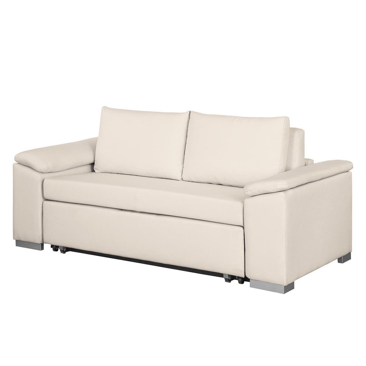 SCHLAFSOFA mit schräger Armlehne - Creme, Textil (210/90/90cm) - home24