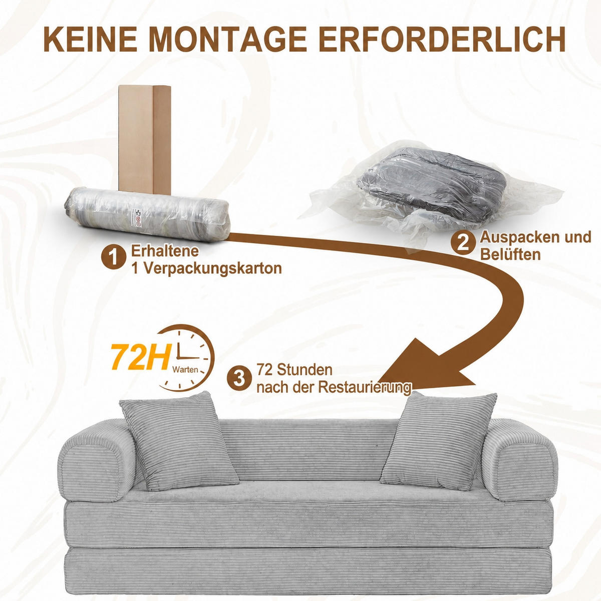 SCHLAFSOFA 195/89/59 cm Taupe Samtstoff, 3-Sitzer - Taupe, Textil (89/59/195cm) - Oxeza