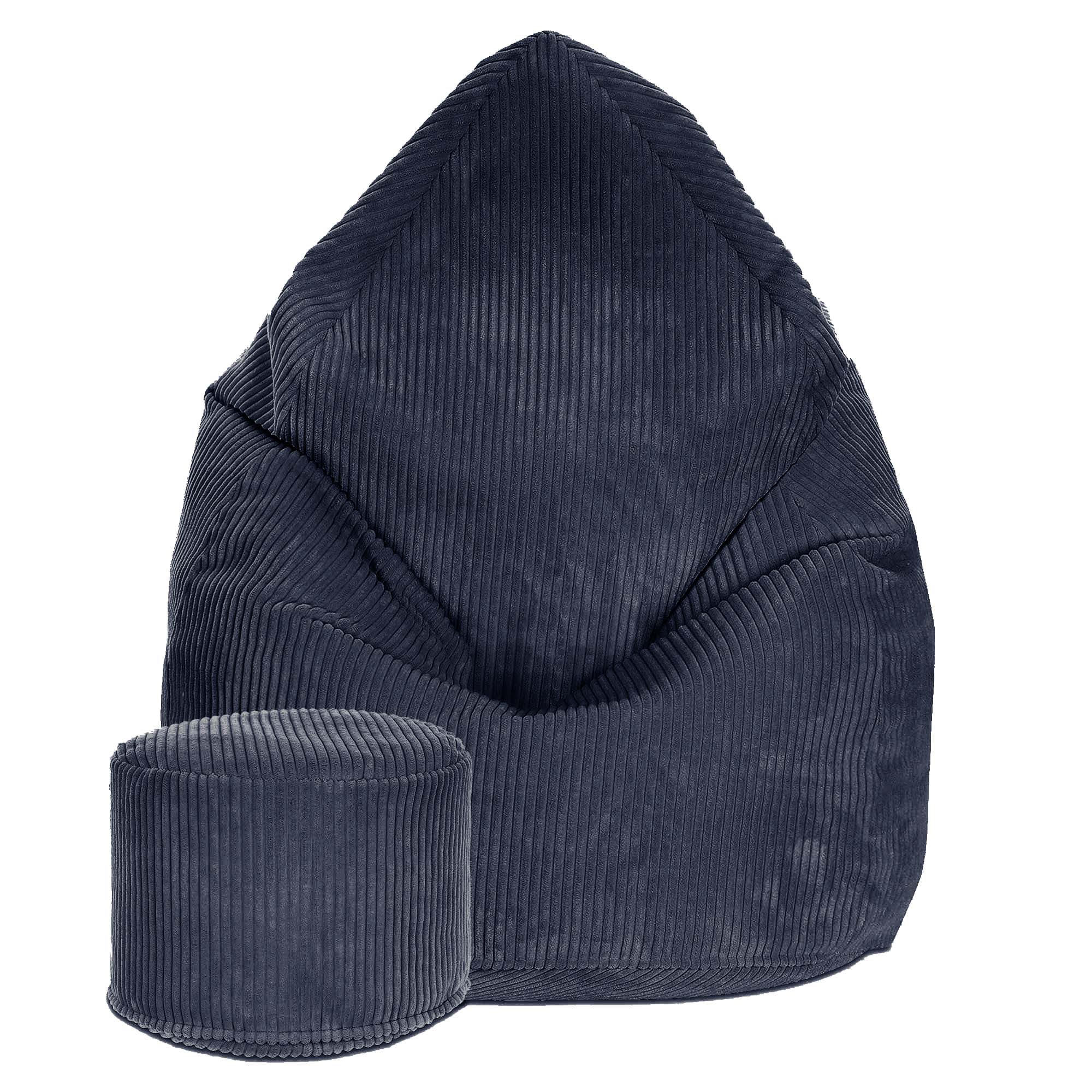 SITZSACK MIT FUßSTÜTZE Kordsamt 2-tlg Blueberry Pie S - Blau/Dunkelblau, Textil (70/105/70cm) - Dreamroots