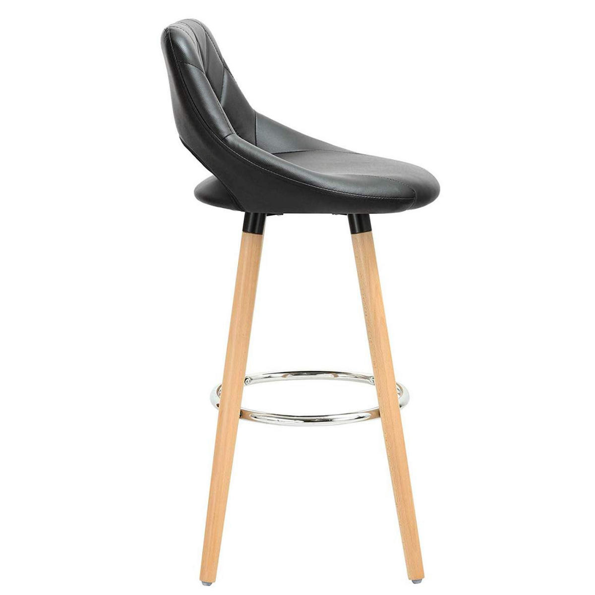 BARHOCKER 2er Set, aus Kunstleder, Holzgestell, Schwarz - Buchefarben/Schwarz, Holz/Textil (43/91/43cm) - Woltu