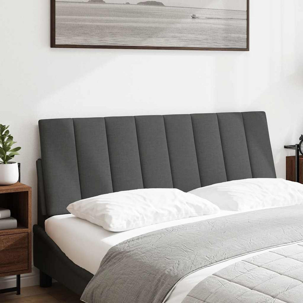 KOPFTEIL-KISSEN Dunkelgrau 140 Cm Stoff - Dunkelgrau, Textil - vidaXL