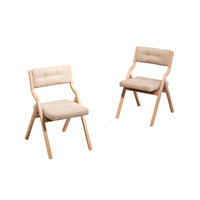 KLAPPSTUHL DE-36263 2er-Set mit gepolstertem Sitz Khaki - Sandfarben, Holz (48/77/61cm) - ComfortXL
