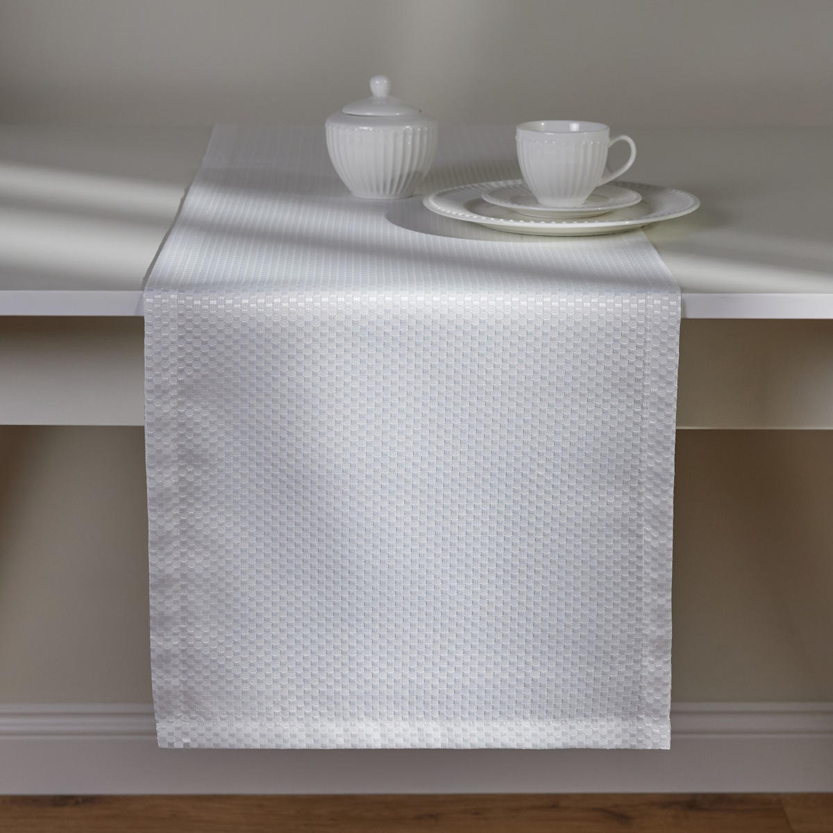 TISCHLÄUFER Arpuro - Weiß, Textil (180/35/1cm) - home&you