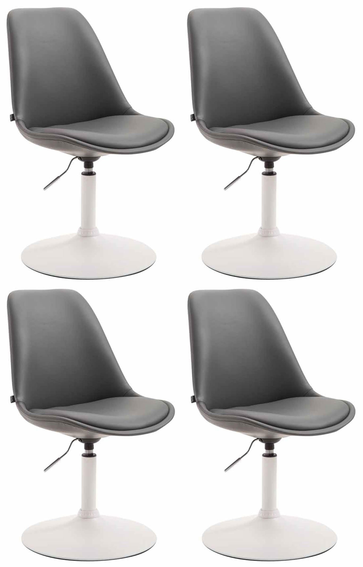 DREHSTUHL 4er Set Lederlook grau - Weiß/Grau, Textil/Metall (48/76/57cm) - CLP