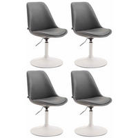DREHSTUHL 4er Set Lederlook grau - Weiß/Grau, Textil/Metall (48/76/57cm) - CLP