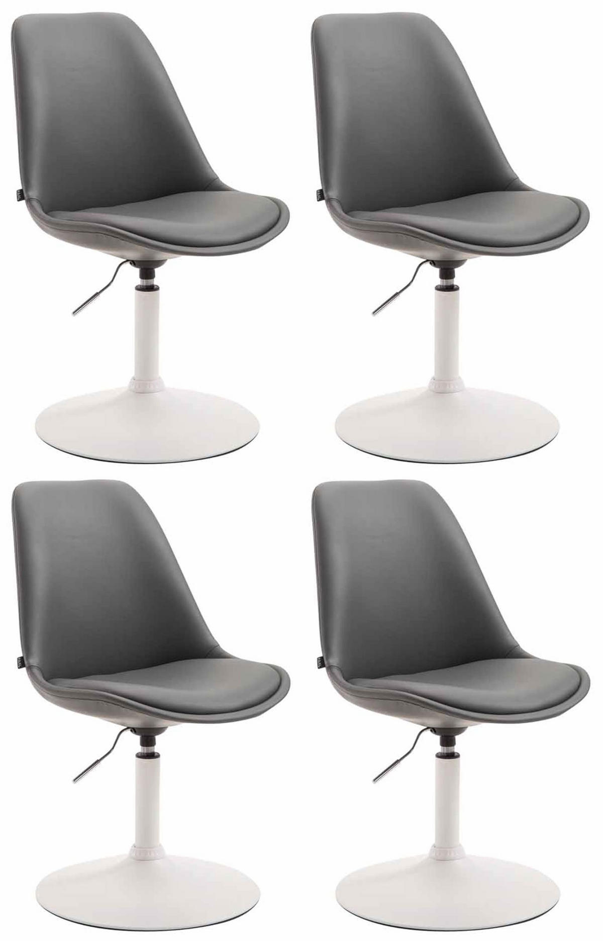DREHSTUHL 4er Set Lederlook grau - Weiß/Grau, Textil/Metall (48/76/57cm) - CLP