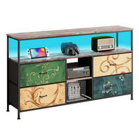 TV-SCHRANK 137 CM - Tigerholz-Optik mit Tigerholz-Stoffschubladen - Multicolor, Holz (30/78/137cm)