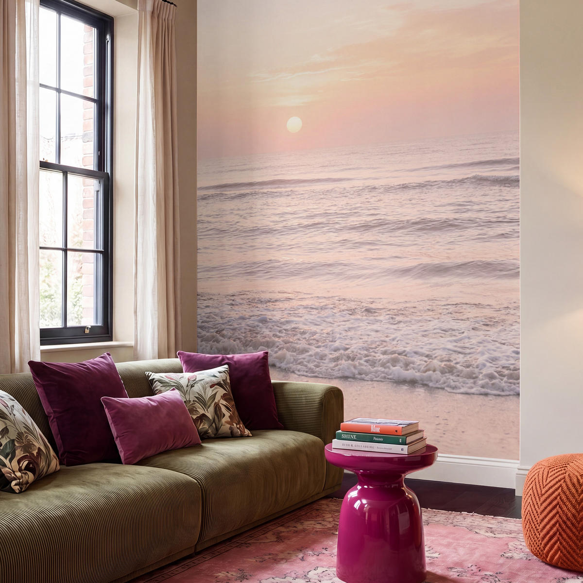 TAPETE - Sonne - Strand - Rosa - 200x280 cm - Hellrosa, Papier (200/280cm) - OnlyWow