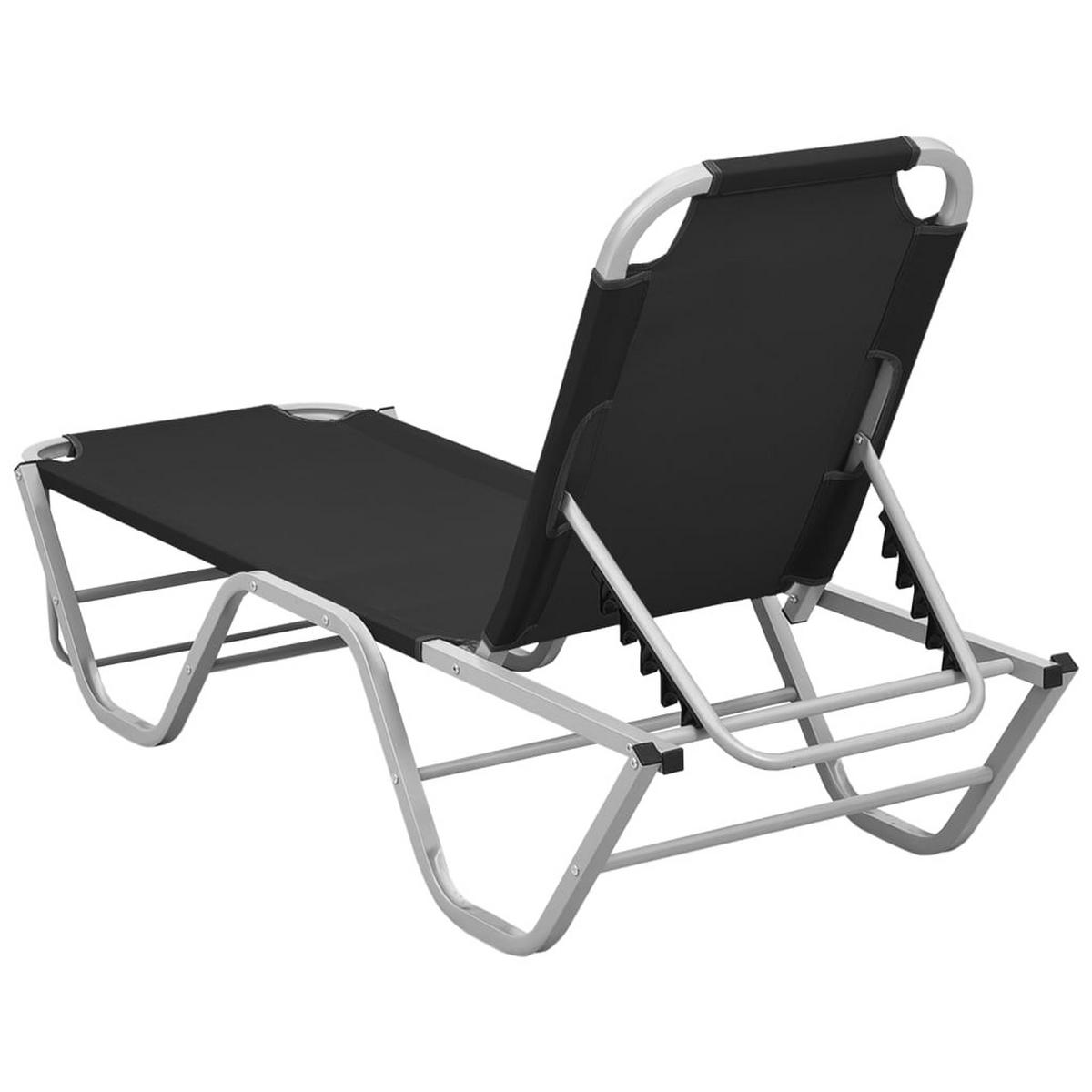 SONNENLIEGE Aluminium und Textilene Schwarz - Schwarz, Metall (59/30/190cm) - furnicato