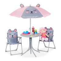 CAMPING-KINDERSITZGRUPPE - Grau, Kunststoff/Textil - Relaxdays