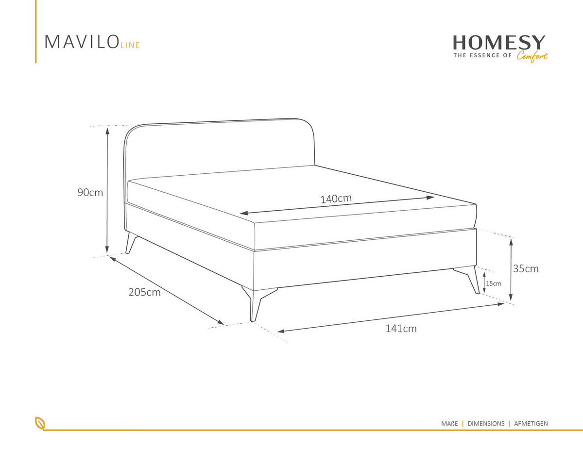 POLSTERBETT Mavilo 140 x 200 cm Lattenrost ohne matratze - braun - Braun, Holz (140/200cm) - Homesy