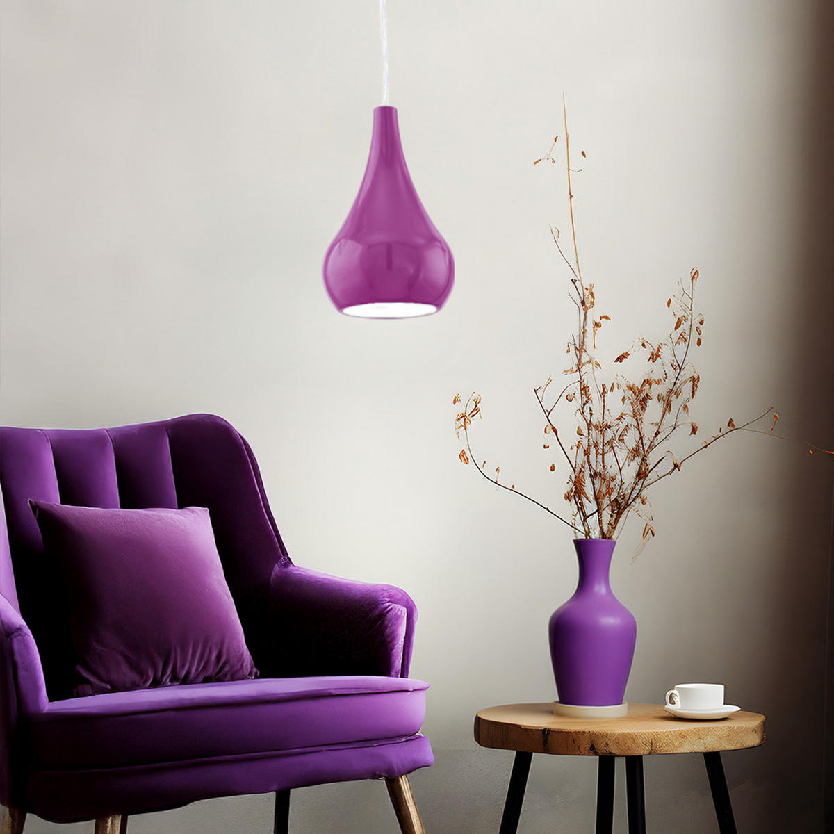 LED HÄNGELEUCHTE Nibbia Lila - Lila, Metall (11.5/11.5/110cm)