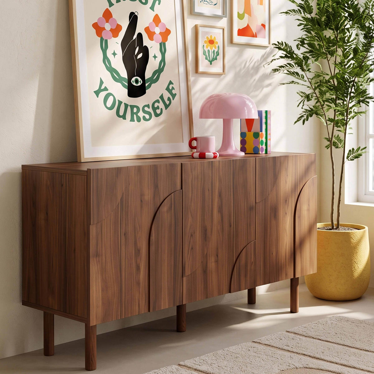 SIDEBOARD, Braun - Braun, Holz (160/75/40cm) - Oviala